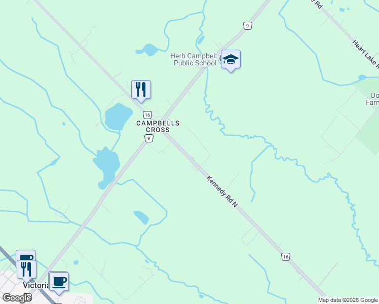 map of restaurants, bars, coffee shops, grocery stores, and more near 13905 Kennedy Road North in Regional Municipality of Peel