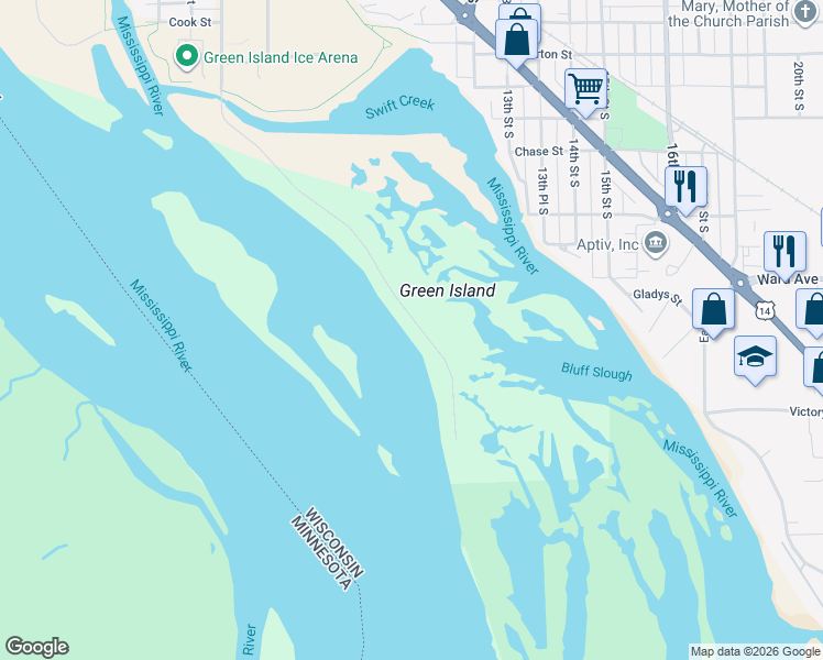map of restaurants, bars, coffee shops, grocery stores, and more near 2740 Hanifl Road in La Crosse