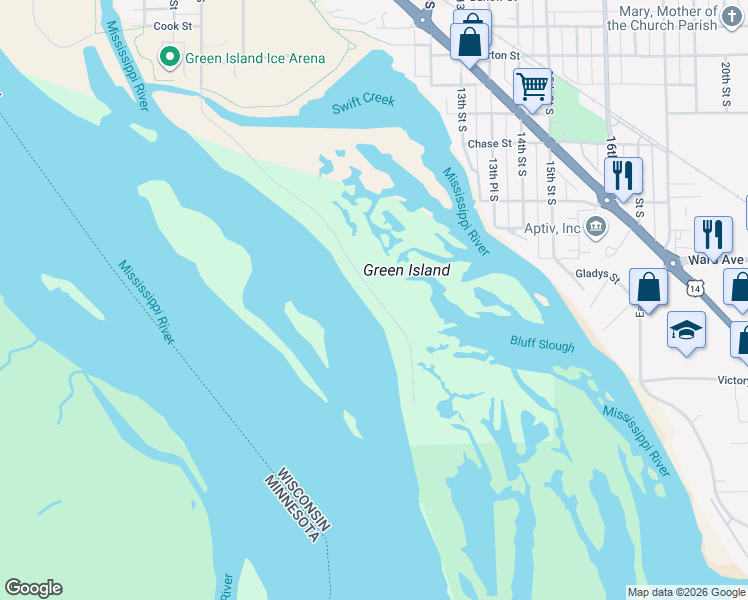 map of restaurants, bars, coffee shops, grocery stores, and more near 2740 Hanifl Road in La Crosse