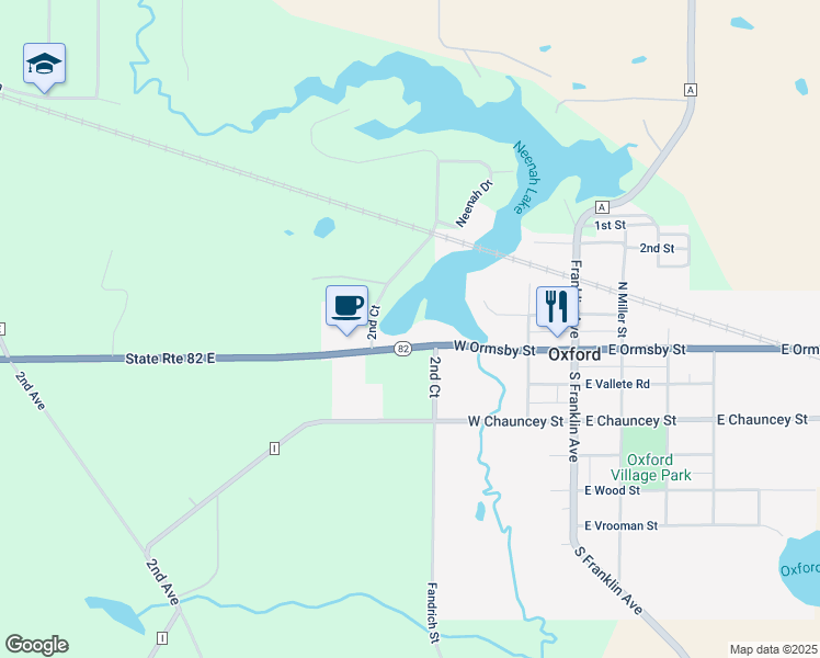 map of restaurants, bars, coffee shops, grocery stores, and more near 418 West Ormsby Street in Oxford