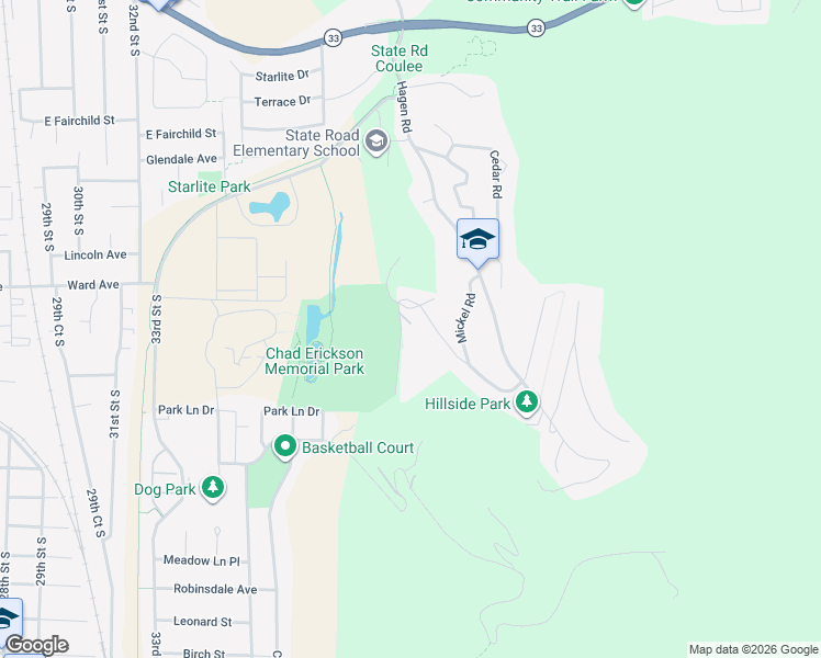 map of restaurants, bars, coffee shops, grocery stores, and more near W5907 Hillcrest Drive in La Crosse