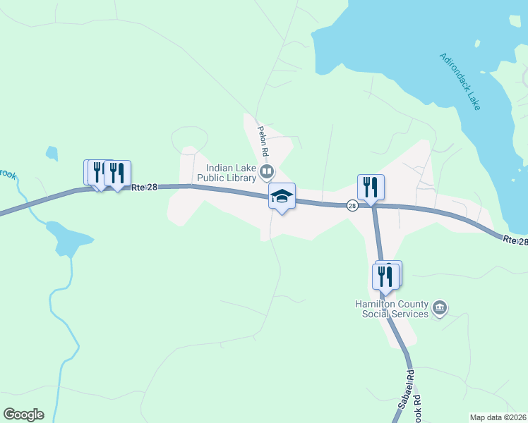 map of restaurants, bars, coffee shops, grocery stores, and more near 6357 New York 30 in Indian Lake