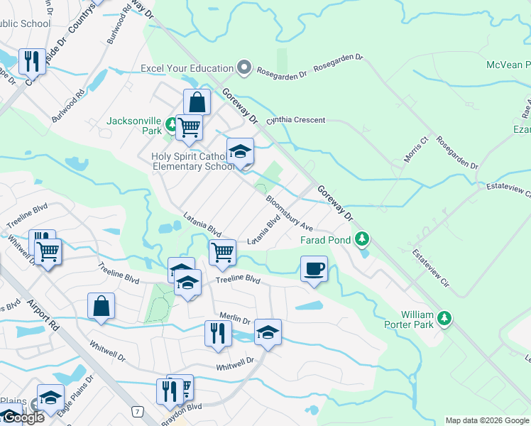 map of restaurants, bars, coffee shops, grocery stores, and more near 15 Bettey Road in Brampton
