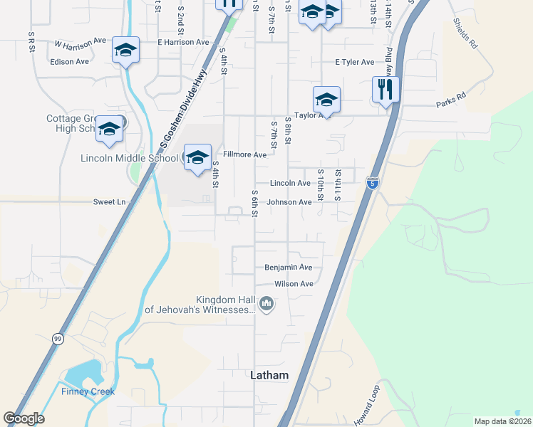 map of restaurants, bars, coffee shops, grocery stores, and more near 1930 South 6th Street in Cottage Grove