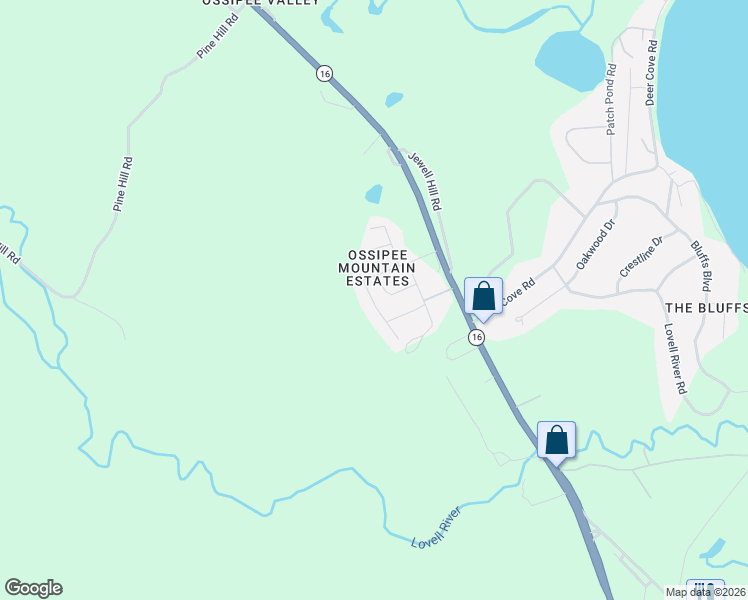 map of restaurants, bars, coffee shops, grocery stores, and more near 41 Shady Lane in Ossipee