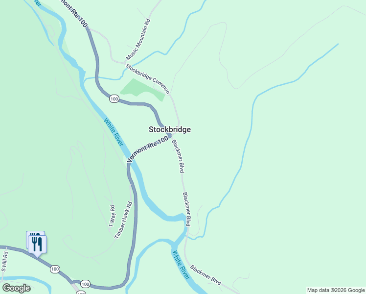 map of restaurants, bars, coffee shops, grocery stores, and more near 16 Stockbridge Common in Stockbridge