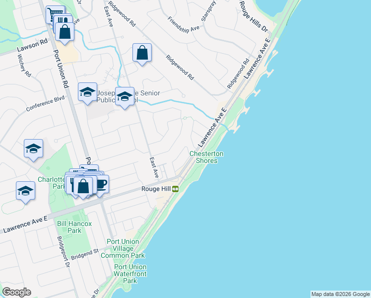 map of restaurants, bars, coffee shops, grocery stores, and more near 71 Frank Faubert Drive in Toronto