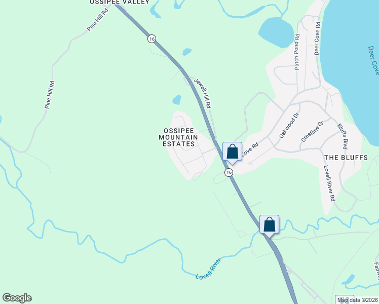 map of restaurants, bars, coffee shops, grocery stores, and more near 7a Mountainview Road in Ossipee