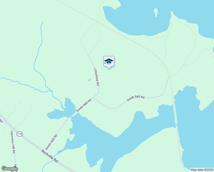 map of restaurants, bars, coffee shops, grocery stores, and more near 25 Littlefield Road in Standish