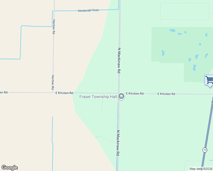 map of restaurants, bars, coffee shops, grocery stores, and more near 1421 East Kitchen Road in Pinconning