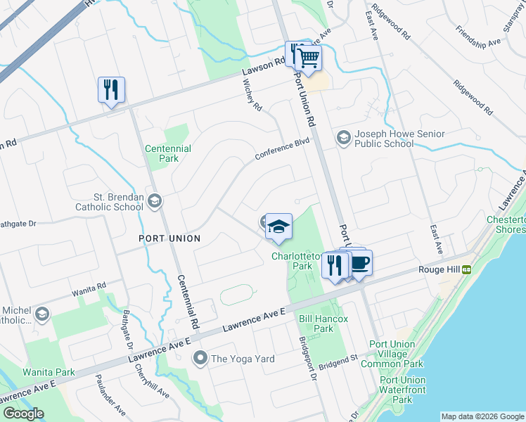 map of restaurants, bars, coffee shops, grocery stores, and more near in Toronto