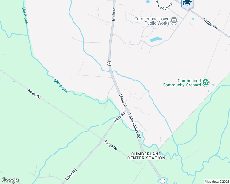map of restaurants, bars, coffee shops, grocery stores, and more near 190 Main Street in Cumberland