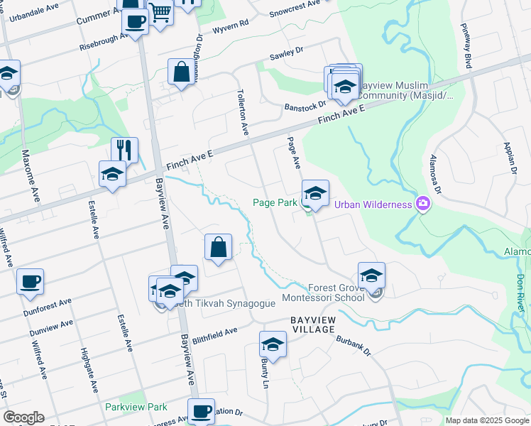 map of restaurants, bars, coffee shops, grocery stores, and more near 42 Heathview Avenue in Toronto