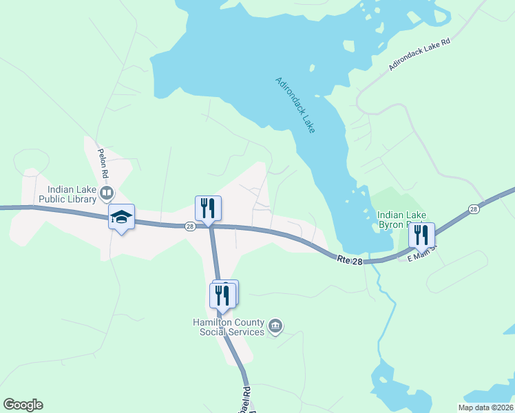 map of restaurants, bars, coffee shops, grocery stores, and more near 112 Bennett Road in Indian Lake