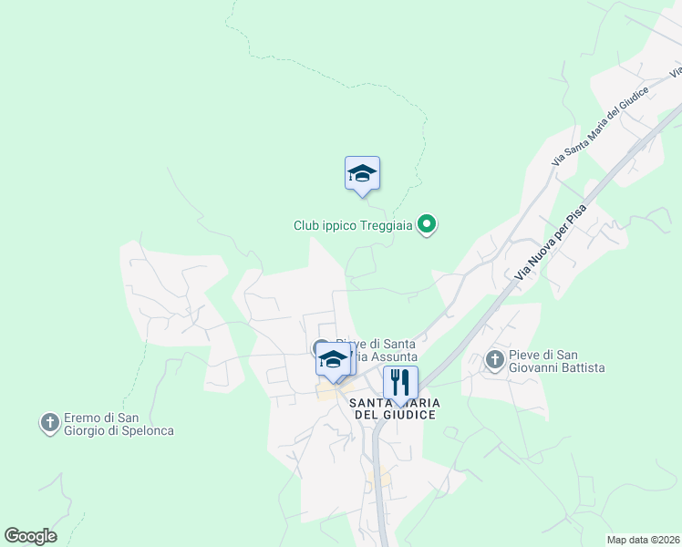 map of restaurants, bars, coffee shops, grocery stores, and more near Via Carlo Barsotti in Lucca