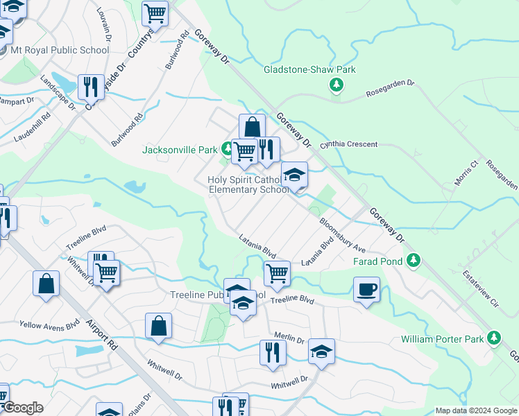 map of restaurants, bars, coffee shops, grocery stores, and more near 41 Richgrove Drive in Brampton