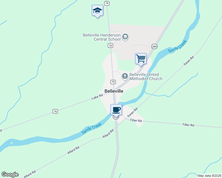 map of restaurants, bars, coffee shops, grocery stores, and more near 8035 Lake Road in Belleville
