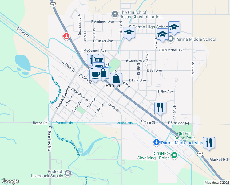 map of restaurants, bars, coffee shops, grocery stores, and more near in Parma