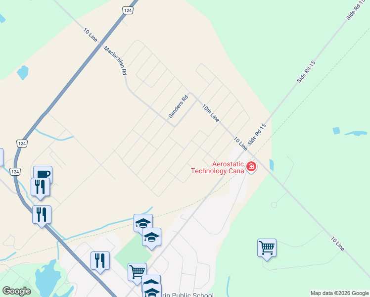 map of restaurants, bars, coffee shops, grocery stores, and more near 95 Conboy Drive in Erin