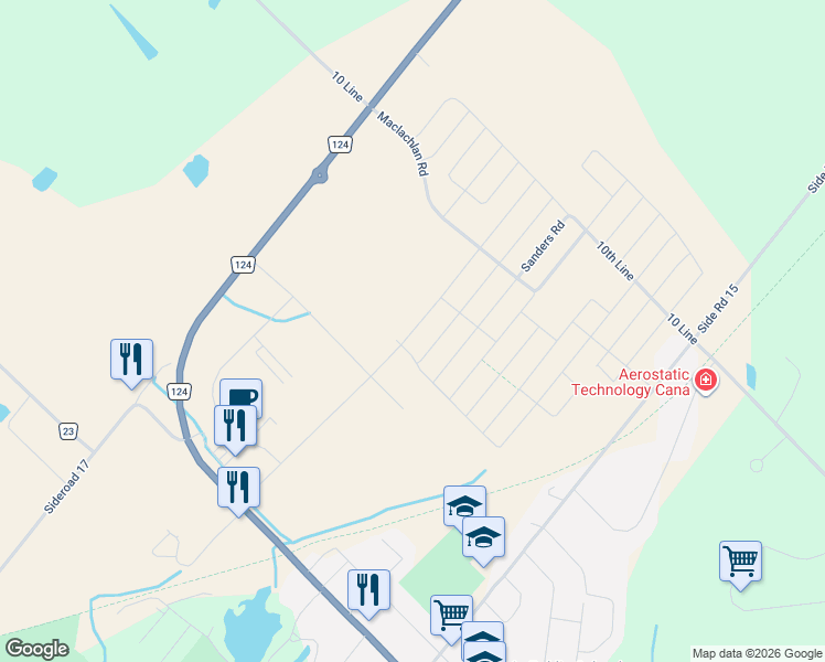 map of restaurants, bars, coffee shops, grocery stores, and more near 197 Gear Avenue in Erin