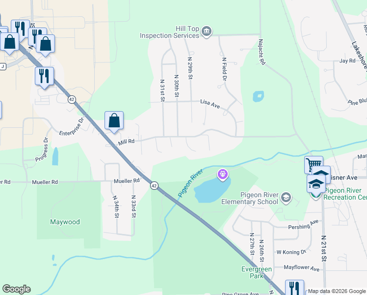 map of restaurants, bars, coffee shops, grocery stores, and more near 3720 Kennedy Circle in Sheboygan