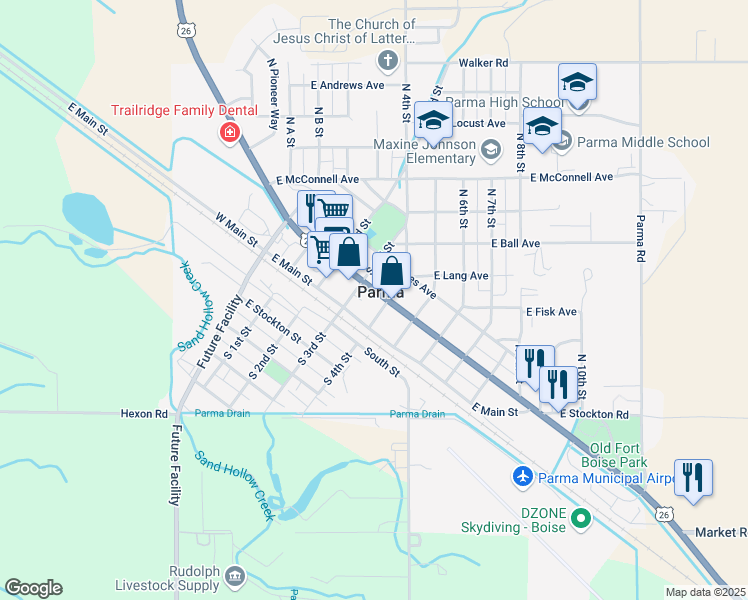map of restaurants, bars, coffee shops, grocery stores, and more near in Parma
