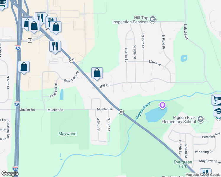 map of restaurants, bars, coffee shops, grocery stores, and more near 3730 Limestone Court in Sheboygan