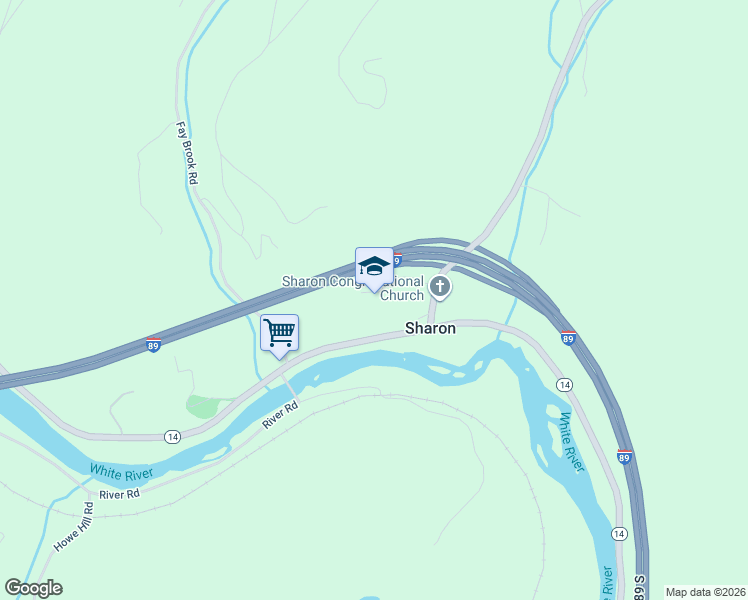 map of restaurants, bars, coffee shops, grocery stores, and more near 75 Vermont 132 in Sharon