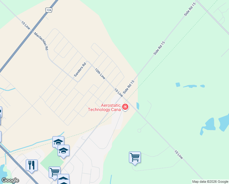 map of restaurants, bars, coffee shops, grocery stores, and more near 15 Tyler Avenue in Erin