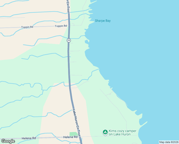 map of restaurants, bars, coffee shops, grocery stores, and more near 2499 Lakeside Drive in Harbor Beach