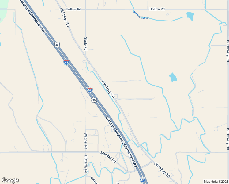 map of restaurants, bars, coffee shops, grocery stores, and more near 28656 Old Highway 30 in Caldwell