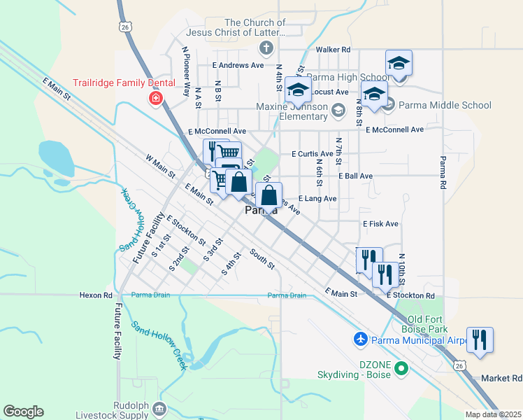 map of restaurants, bars, coffee shops, grocery stores, and more near in Parma