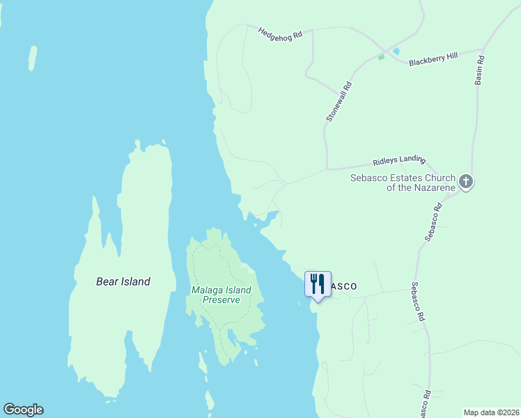 map of restaurants, bars, coffee shops, grocery stores, and more near 157 Ridleys Landing in Phippsburg
