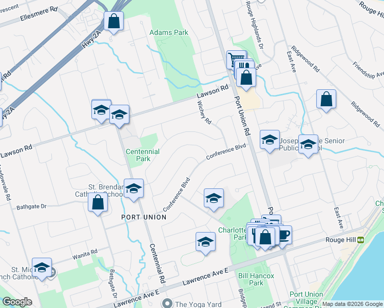 map of restaurants, bars, coffee shops, grocery stores, and more near 61 Cockburn Drive in Toronto