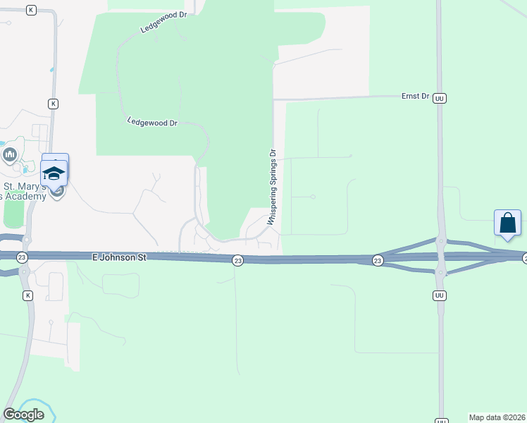 map of restaurants, bars, coffee shops, grocery stores, and more near 230 Whispering Springs Drive in Fond du Lac