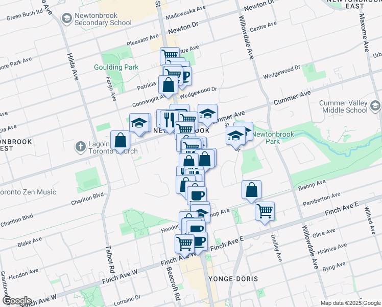 map of restaurants, bars, coffee shops, grocery stores, and more near 7 Golden Lion Heights in Toronto