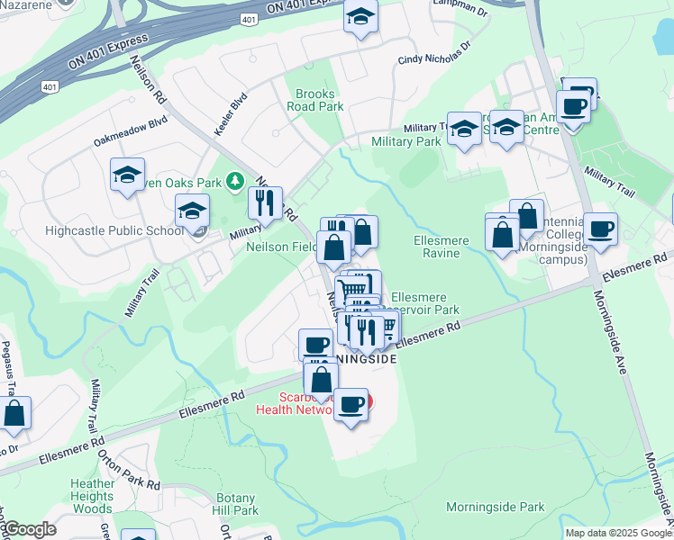 map of restaurants, bars, coffee shops, grocery stores, and more near 31 Livonia Place in Toronto