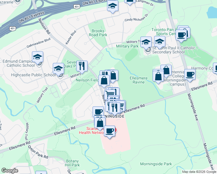 map of restaurants, bars, coffee shops, grocery stores, and more near 30 Livonia Place in Toronto
