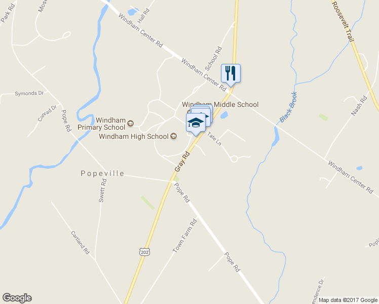 map of restaurants, bars, coffee shops, grocery stores, and more near 7 Shelby Drive in Windham