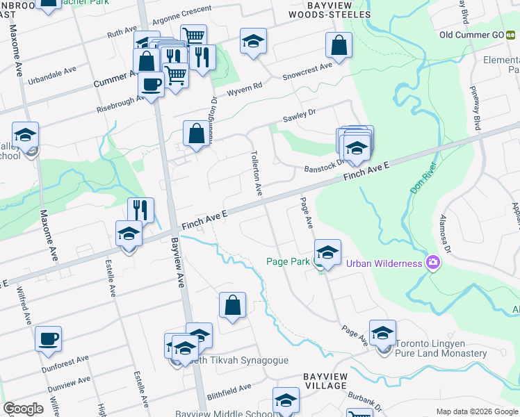 map of restaurants, bars, coffee shops, grocery stores, and more near 86 Heathview Avenue in Toronto