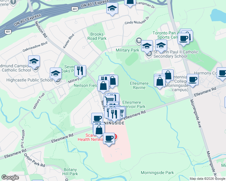 map of restaurants, bars, coffee shops, grocery stores, and more near 30 Livonia Place in Toronto