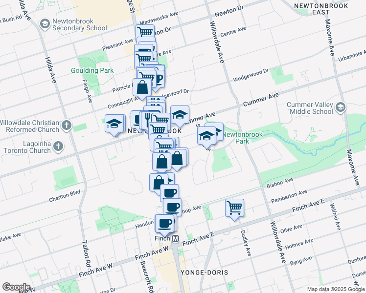 map of restaurants, bars, coffee shops, grocery stores, and more near 18 Mullet Road in Toronto