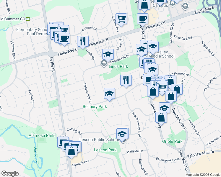 map of restaurants, bars, coffee shops, grocery stores, and more near 18 Lynch Road in Toronto