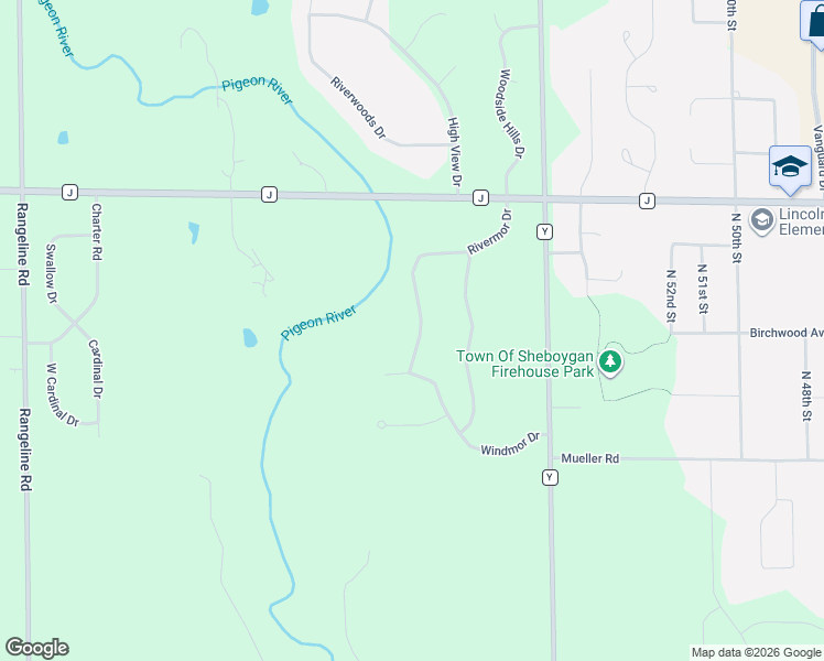 map of restaurants, bars, coffee shops, grocery stores, and more near N6786 Rivermor Drive in Sheboygan