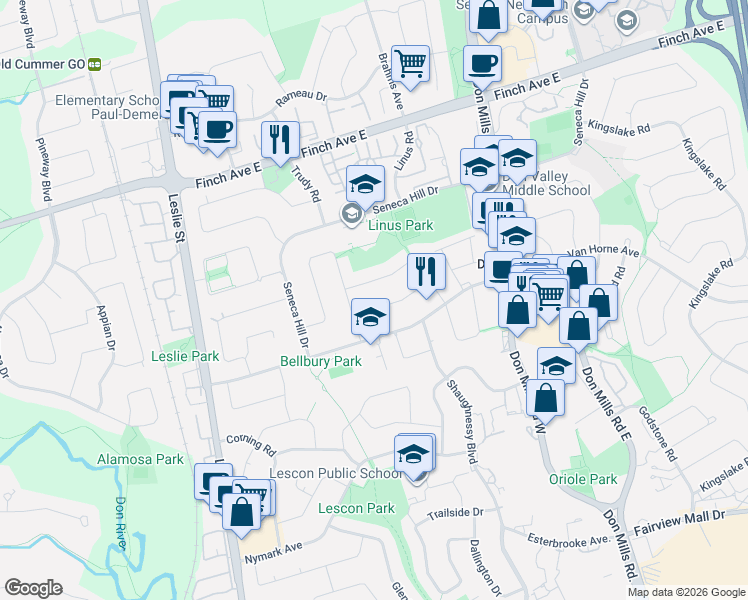 map of restaurants, bars, coffee shops, grocery stores, and more near 18 Lynch Road in Toronto