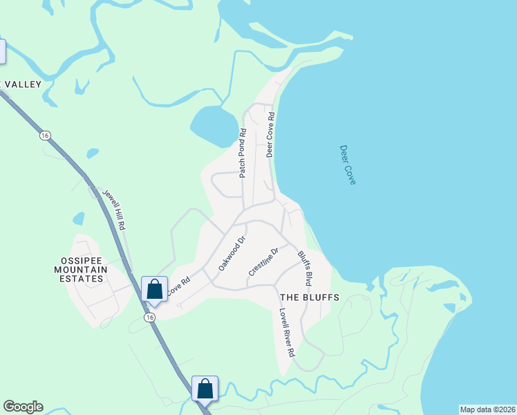 map of restaurants, bars, coffee shops, grocery stores, and more near 54A Deer Cove Road in Ossipee