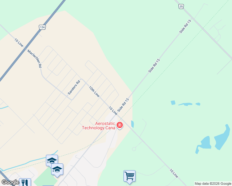 map of restaurants, bars, coffee shops, grocery stores, and more near 39 Henshaw Drive in Erin