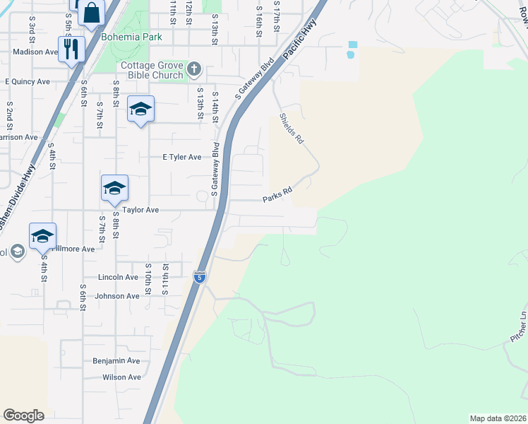 map of restaurants, bars, coffee shops, grocery stores, and more near 1604 Taylor Avenue in Cottage Grove
