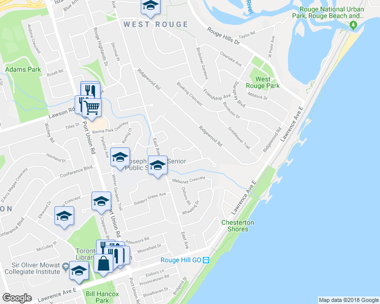 map of restaurants, bars, coffee shops, grocery stores, and more near 23 Hartsville Avenue in Toronto