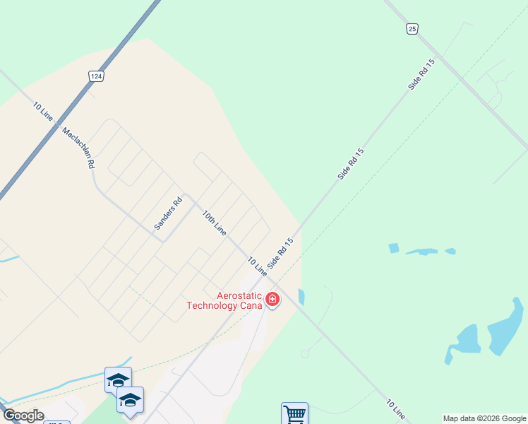 map of restaurants, bars, coffee shops, grocery stores, and more near 52 Henshaw Drive in Erin